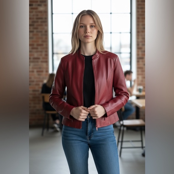 Danier Jackets & Blazers - Artifacts - Cherry Leather Jacket